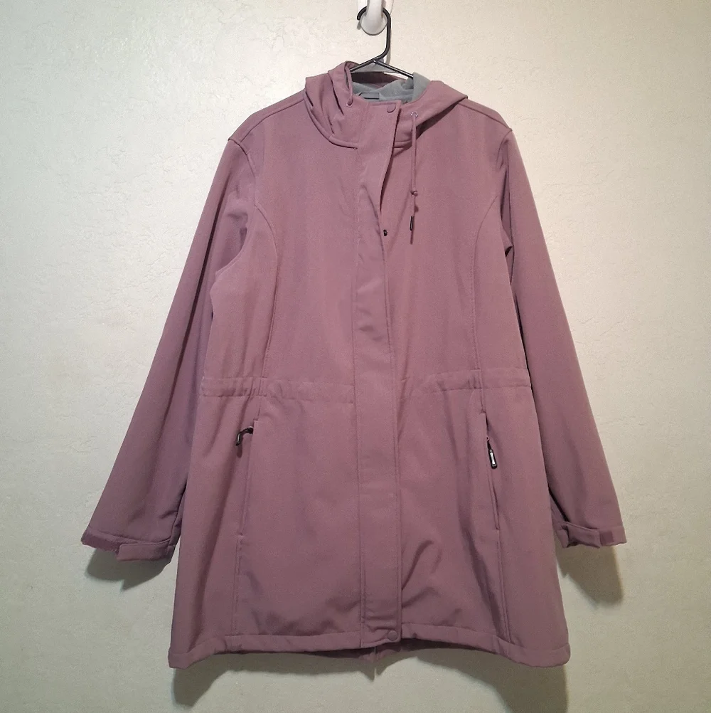 Outdoor Ventures Women Softshell Long Jacket With Hood Purple/Pink XXL Fleece - Picture 2 of 16